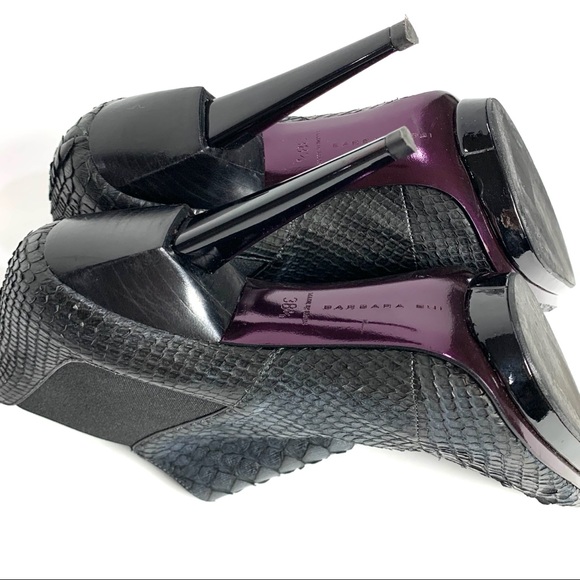 Barbara Bui Pointy Toe Ankle Boots Black/Gray Python - Fits US size 7 - Picture 10 of 12